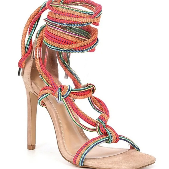 Steve Madden | Shoes | Steve Madden Slit Suede Ankle Wrap Dress Sandals 65  | Poshmark